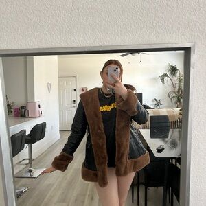 Women's Black and Brown Jacket